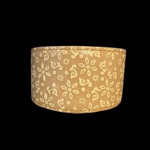 Vintage tan floral embossed wide leather cuff bracelet